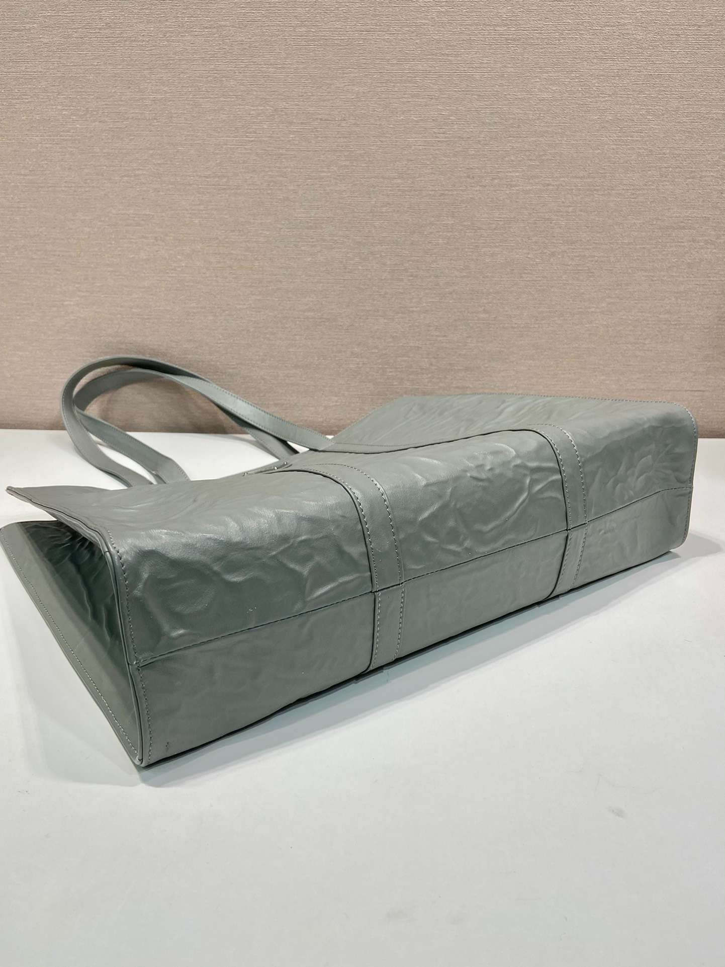 Prada Large Antique Nappa Tote Grey/Green For Women 15.3in/39cm 1BG460_UVL_F0480_V_OOO - Image 4