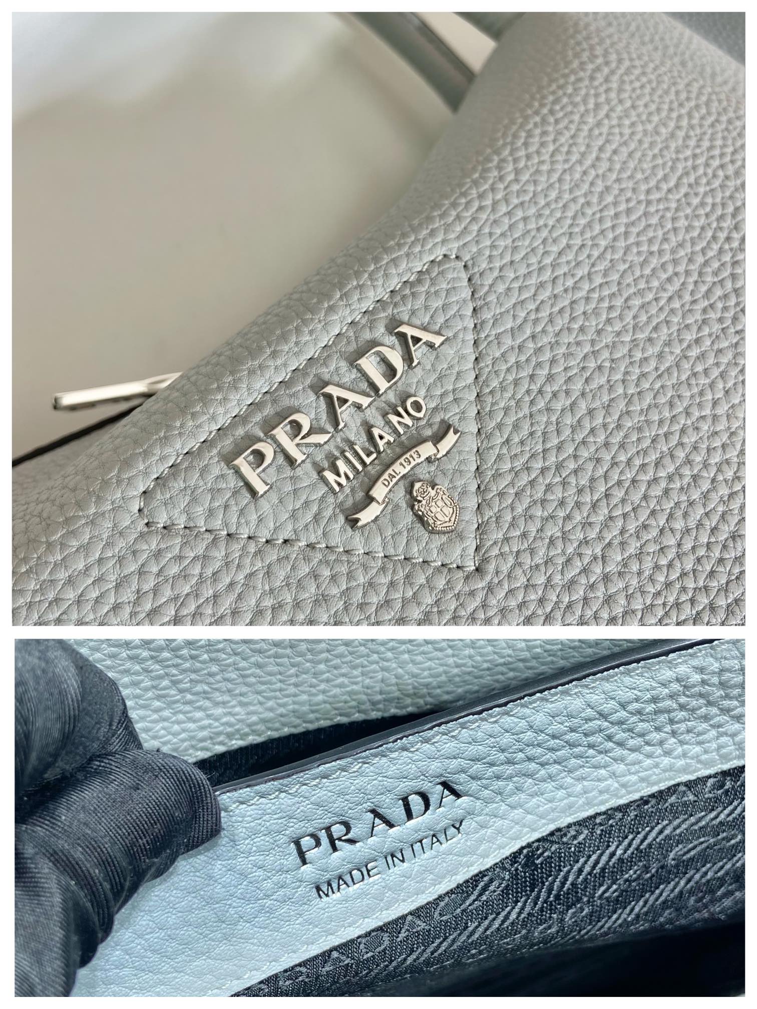 Prada Large Handbag Grey For Women, Women's Bags 9in/23cm - Image 4