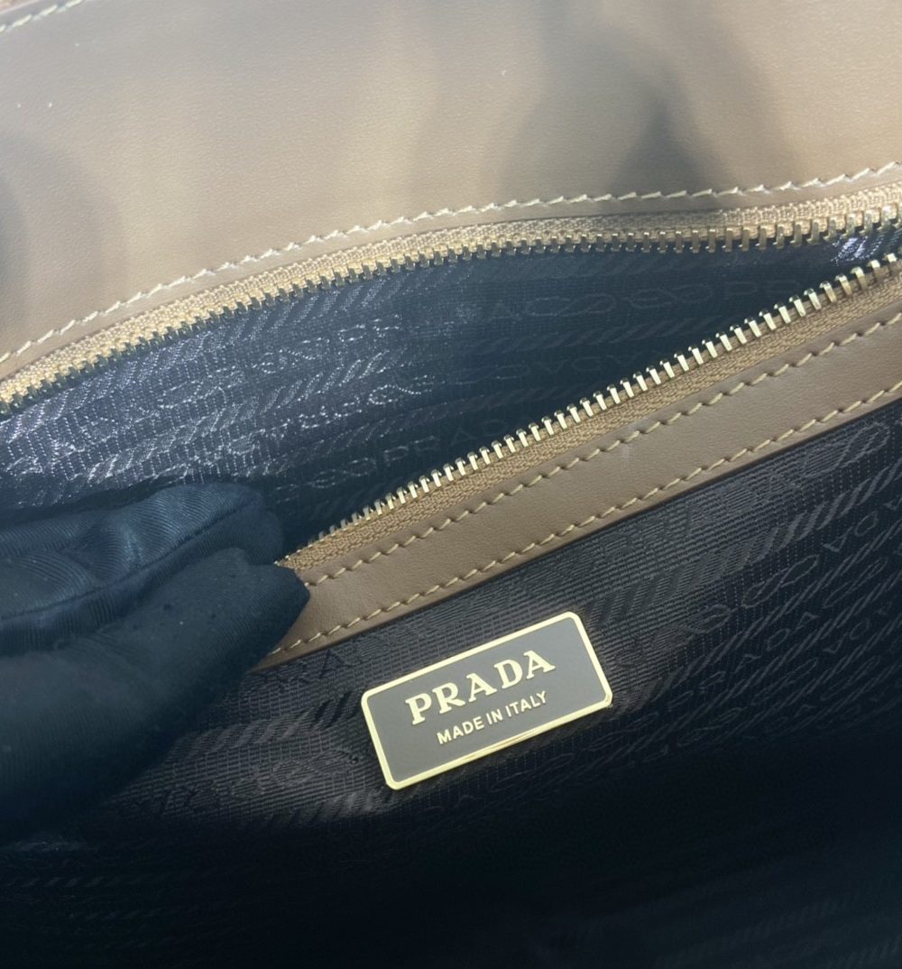 Prada Large Symbole Jacquard Fabric Handbag Brown/White For Women, Women's Bags 15.3in/39cm 1BA356_2FKL_F0I0U_V_OOO