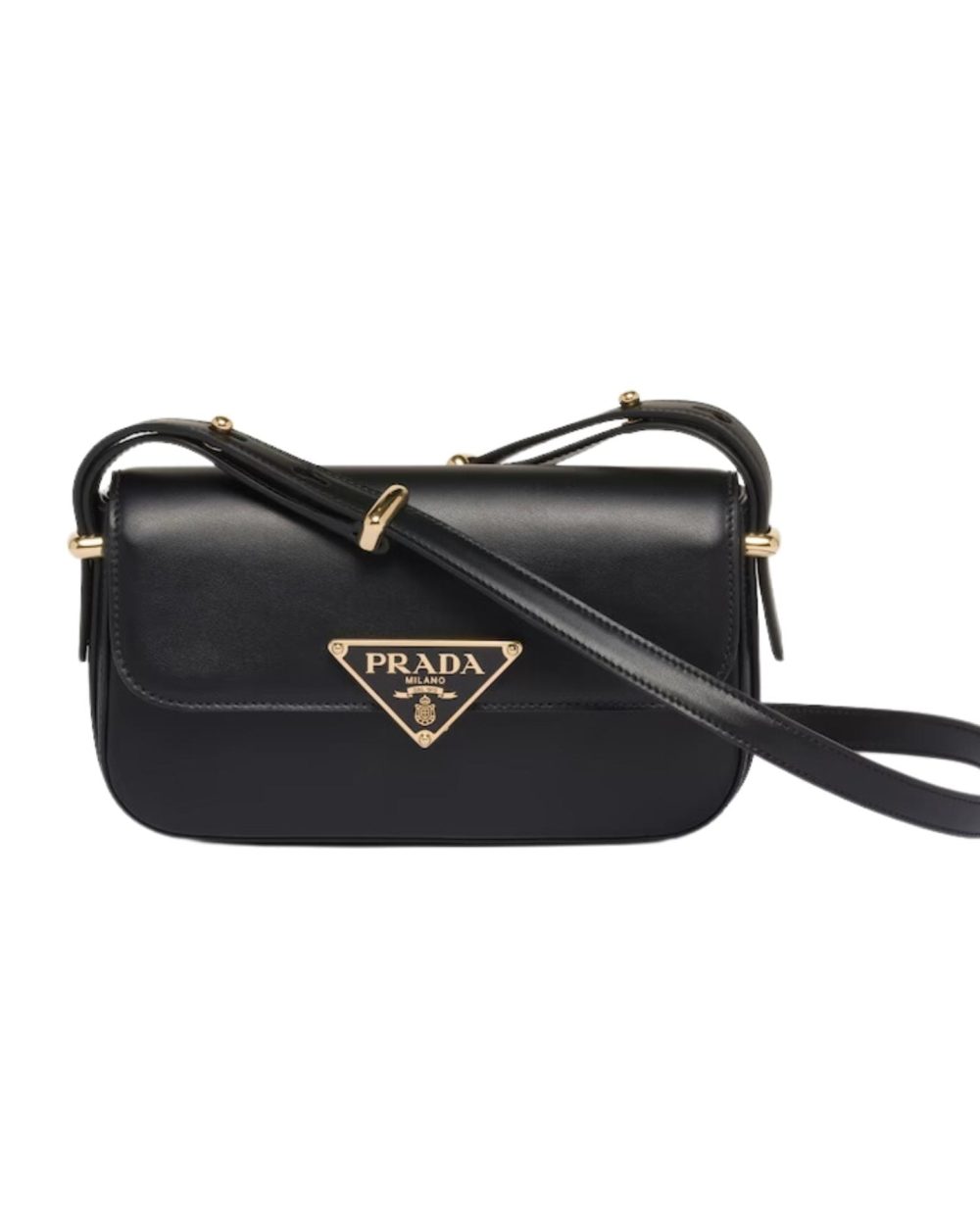 Prada Leather Shoulder Black Bag For Women 1BD339_ASK_F0002_V_MTO- 20.5 Cm/ 8 Inches