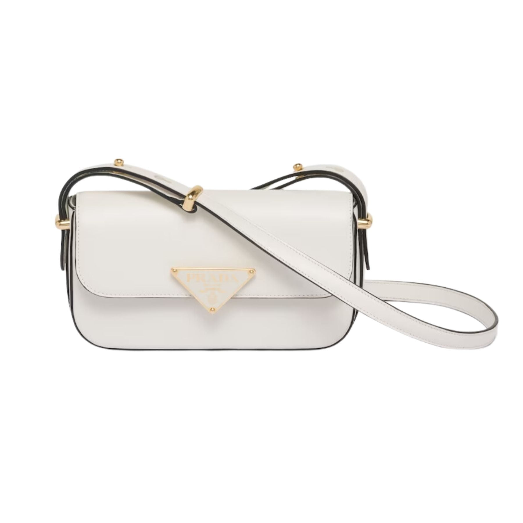 Prada Leather Shoulder White Bag For Women 1BD339_ASK_F0PG7_V_MTO- 20.5 Cm/ 8 Inches