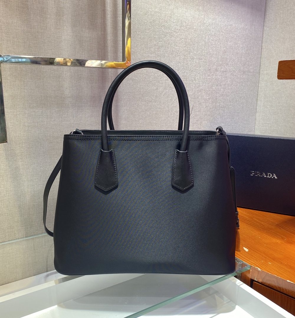 Prada Medium Saffiano Double Bag Black For Women, Women's Bags 13in/33cm 1BG775_2A4A_F0LJ4_V_OOO