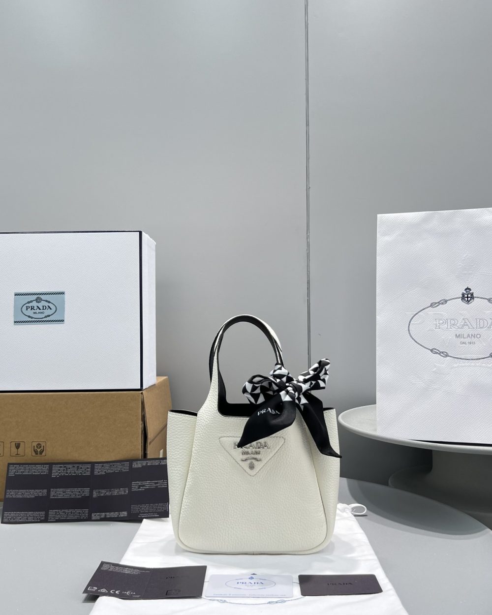 Prada Mini Tote White For Women, Women's Bags 7.5in/19cm