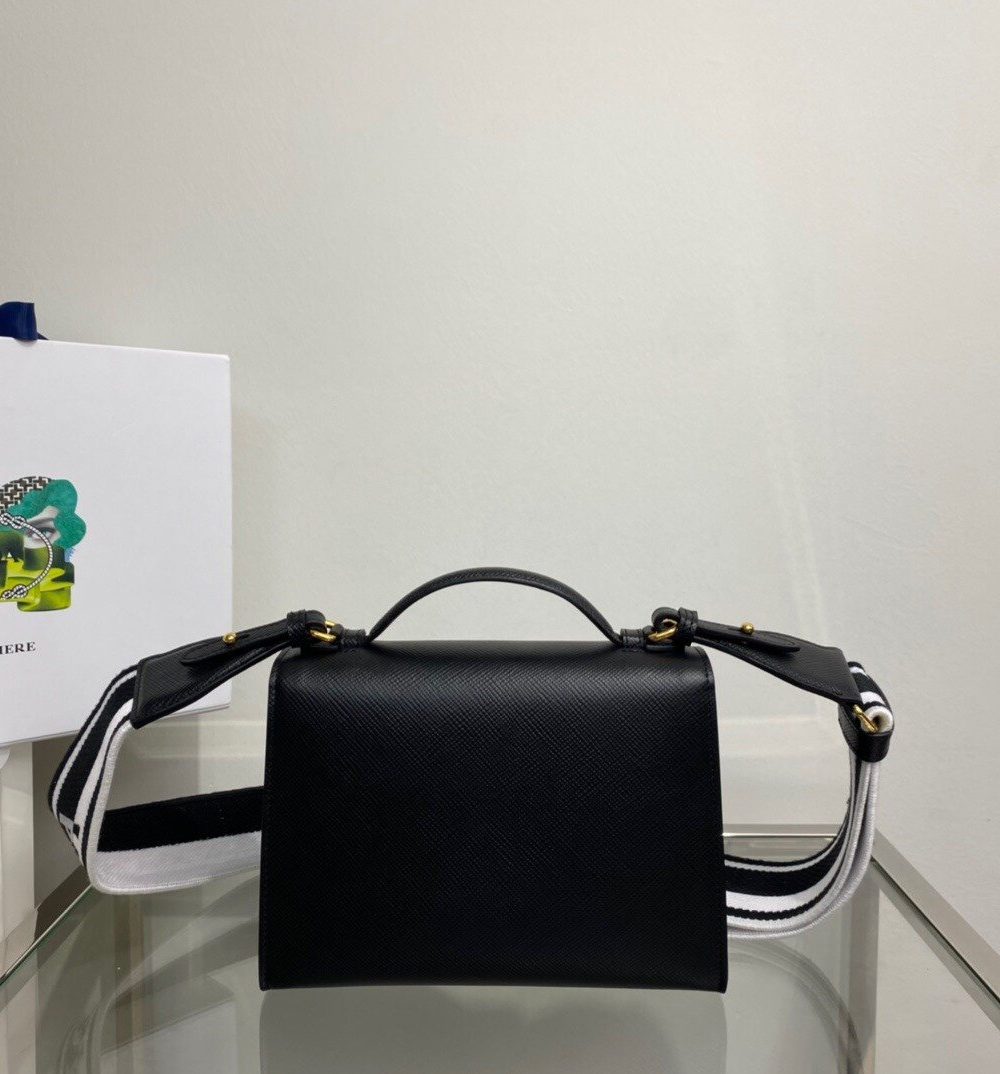 Prada Monochrome Saffiano Bag Black For Women, Women's Bags 8.2in/21cm 1BD317_2ERX_F0002_V_3O3