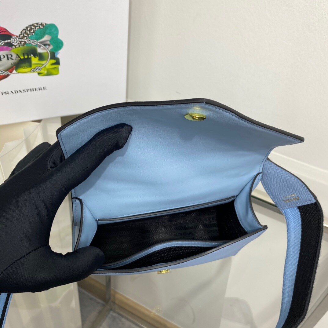 Prada Monochrome Saffiano Bag Blue For Women, Women's Bags 8.2in/21cm 1BD317_2ERX_F02TG_V_3O3 - Image 7