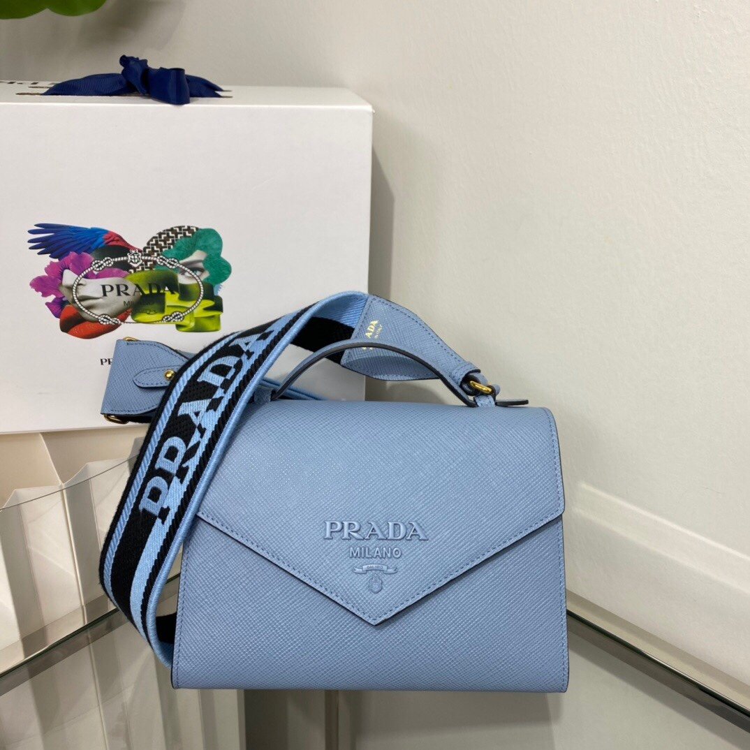Prada Monochrome Saffiano Bag Blue For Women, Women's Bags 8.2in/21cm 1BD317_2ERX_F02TG_V_3O3 - Image 5