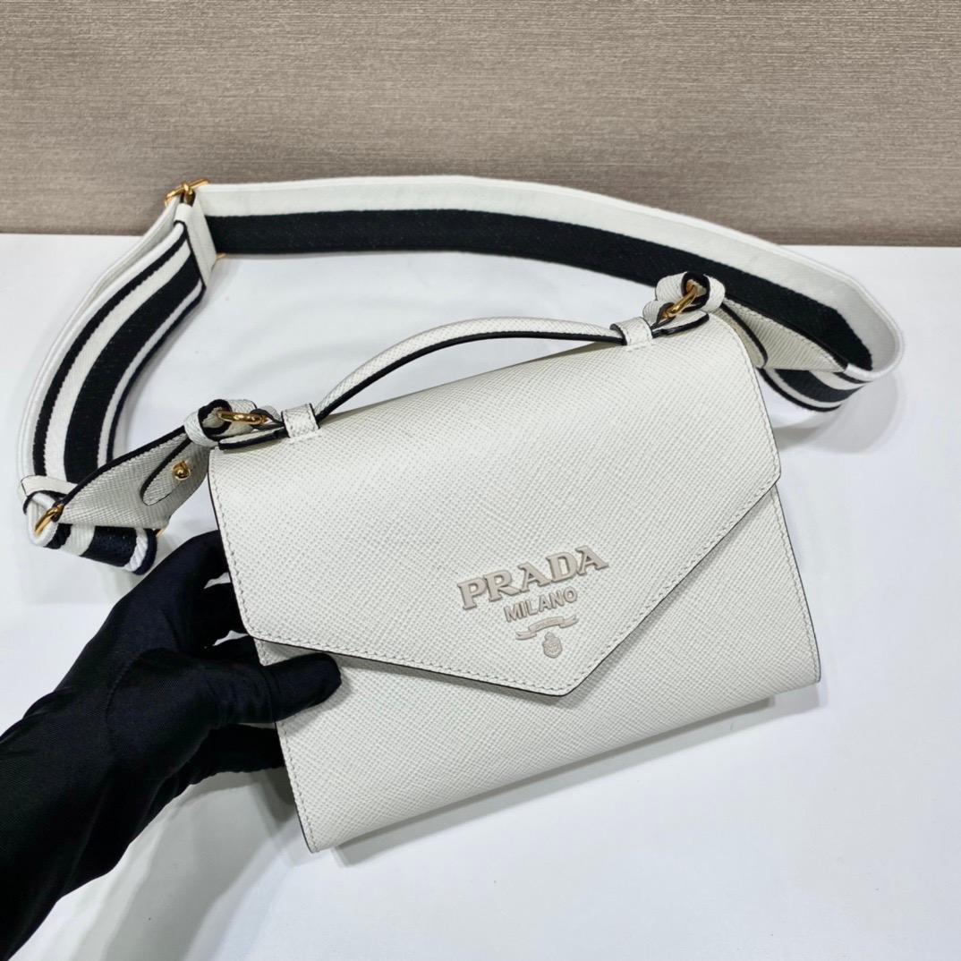 Prada Monochrome Saffiano Bag White For Women, Women's Bags 8.2in/21cm 1BD317_2ERX_F0009_V_3O3 - Image 4