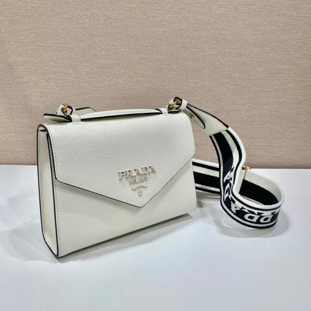 Prada Monochrome Saffiano Bag White For Women, Women's Bags 8.2in/21cm 1BD317_2ERX_F0009_V_3O3 - Image 6