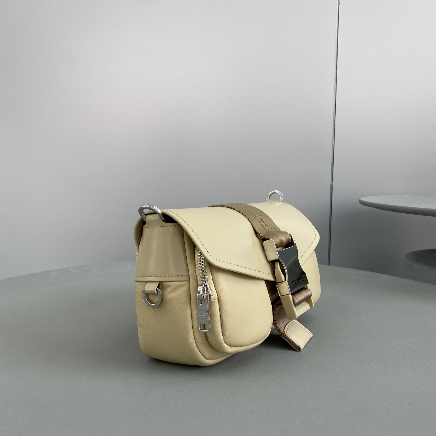 Prada Pocket Nylon And Brushed Bag Beige For Women, Women's Bags 9in/23cm 1BD295_789_F0F24_V_BFO - Image 2