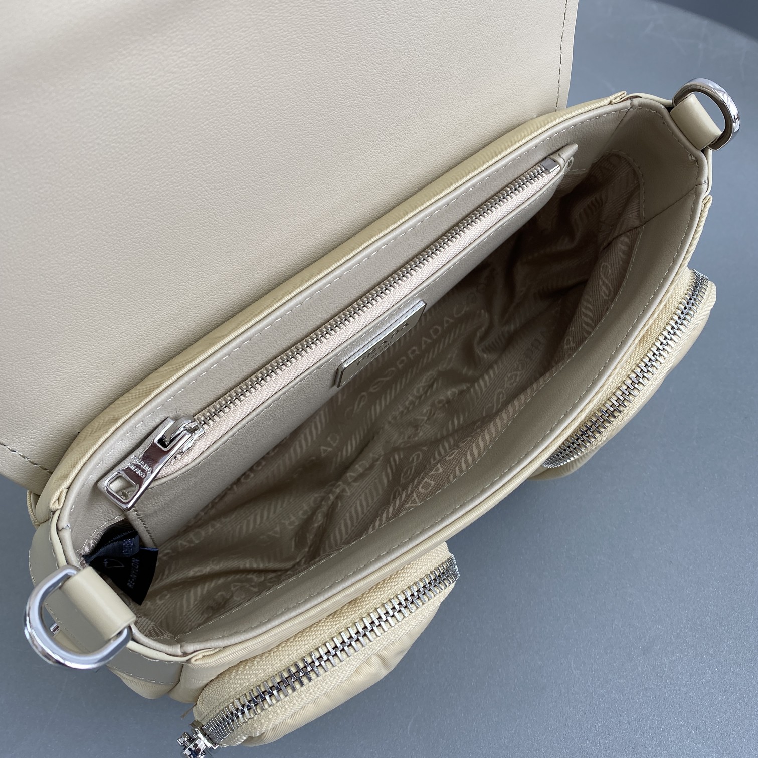 Prada Pocket Nylon And Brushed Bag Beige For Women, Women's Bags 9in/23cm 1BD295_789_F0F24_V_BFO - Image 7