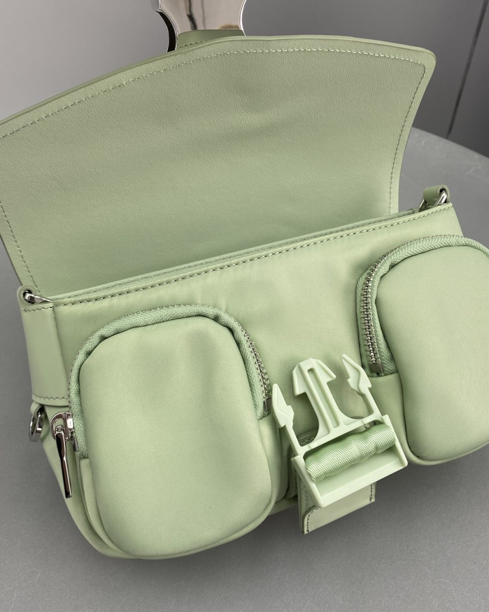 Prada Pocket Nylon And Brushed Bag Beige For Women, Women's Bags 9in/23cm 1BD295_789_F0F24_V_BFO