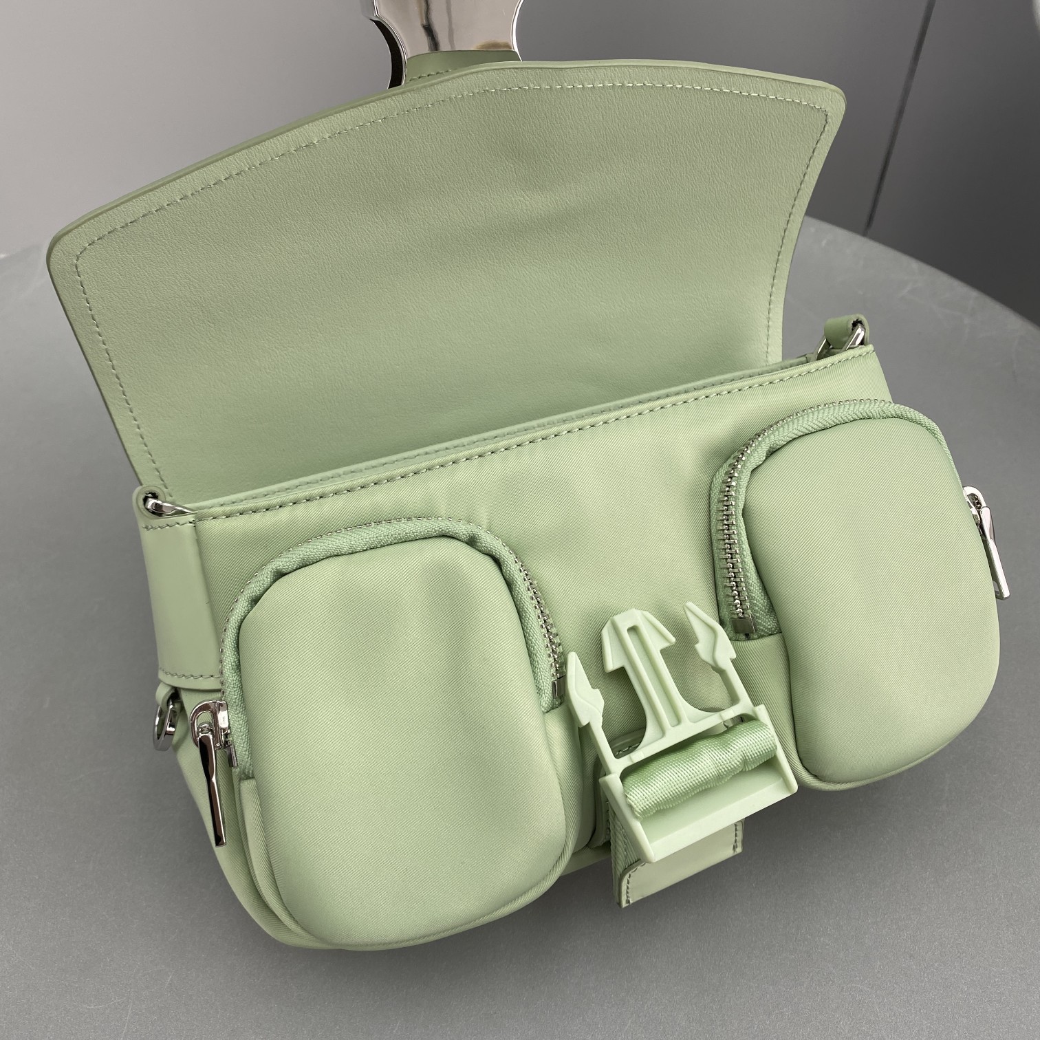 Prada Pocket Nylon And Brushed Bag Beige For Women, Women's Bags 9in/23cm 1BD295_789_F0F24_V_BFO - Image 9