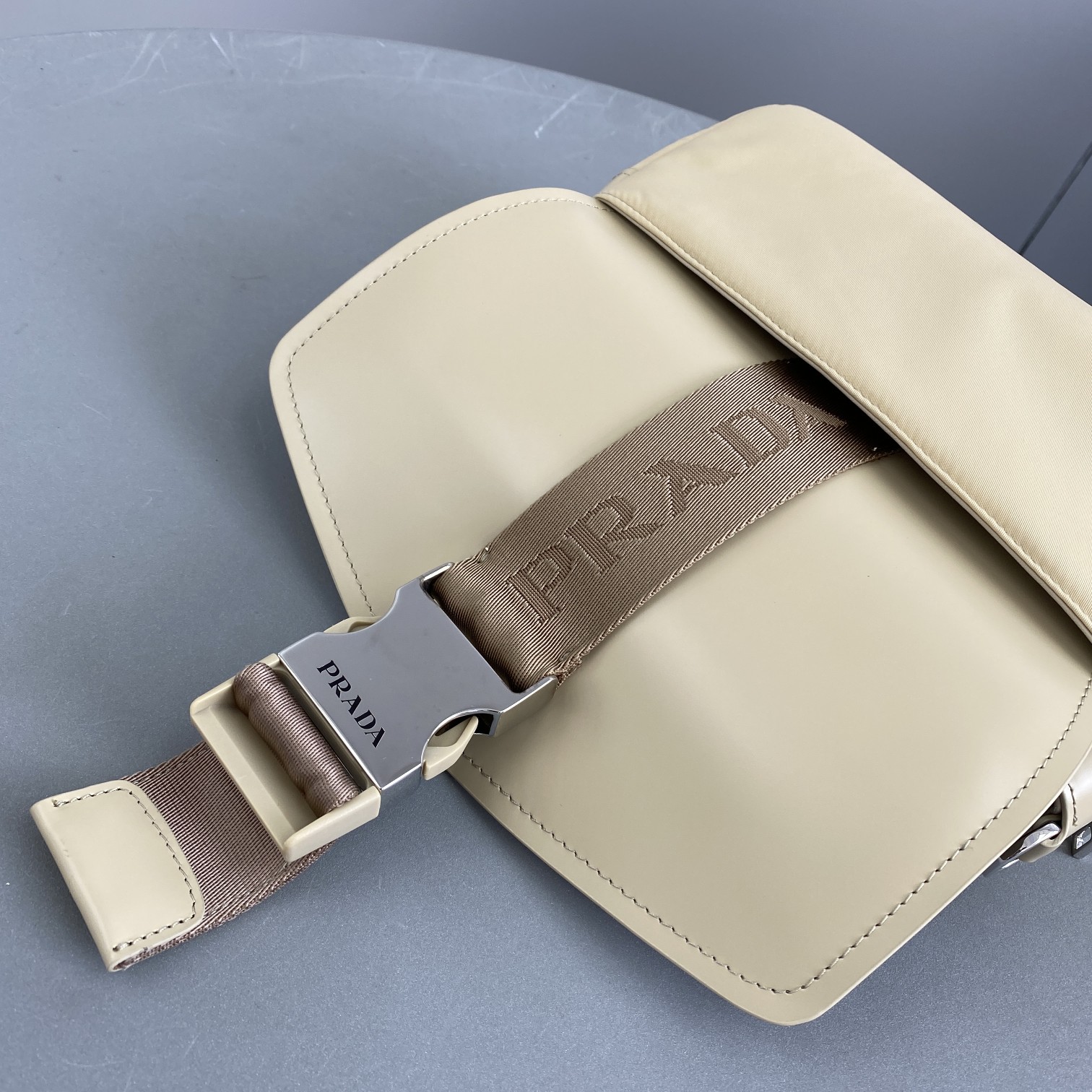 Prada Pocket Nylon And Brushed Bag Beige For Women, Women's Bags 9in/23cm 1BD295_789_F0F24_V_BFO - Image 4