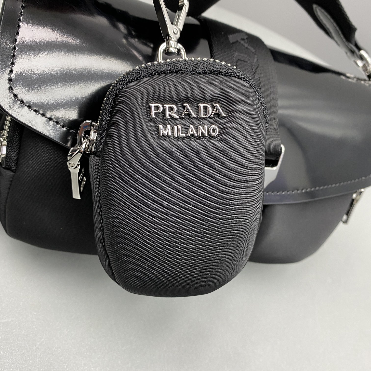 Prada Pocket Nylon And Brushed Bag Black For Women, Women's Bags 9in/23cm 1BD295_789_F0002_V_BFO - Image 7