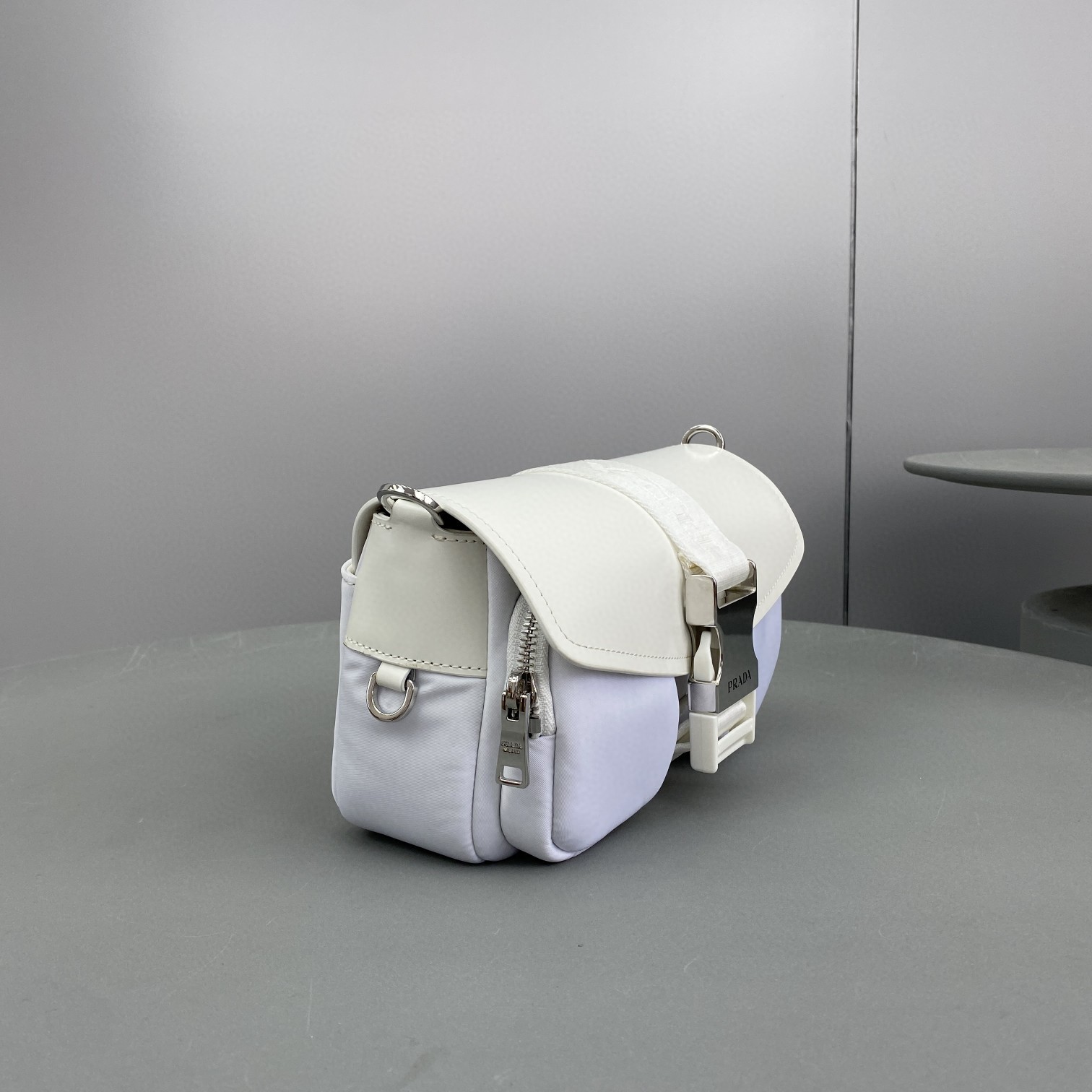 Prada Pocket Nylon And Brushed Bag White For Women, Women's Bags 9in/23cm 1BD295_789_F0009_V_BFO - Image 10