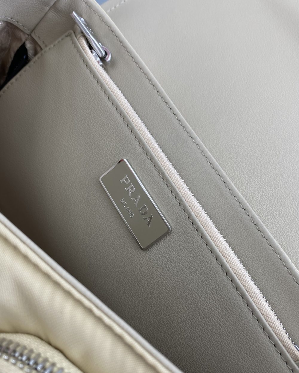 Prada Pocket Nylon And Brushed Bag White For Women, Women's Bags 9in/23cm 1BD295_789_F0009_V_BFO