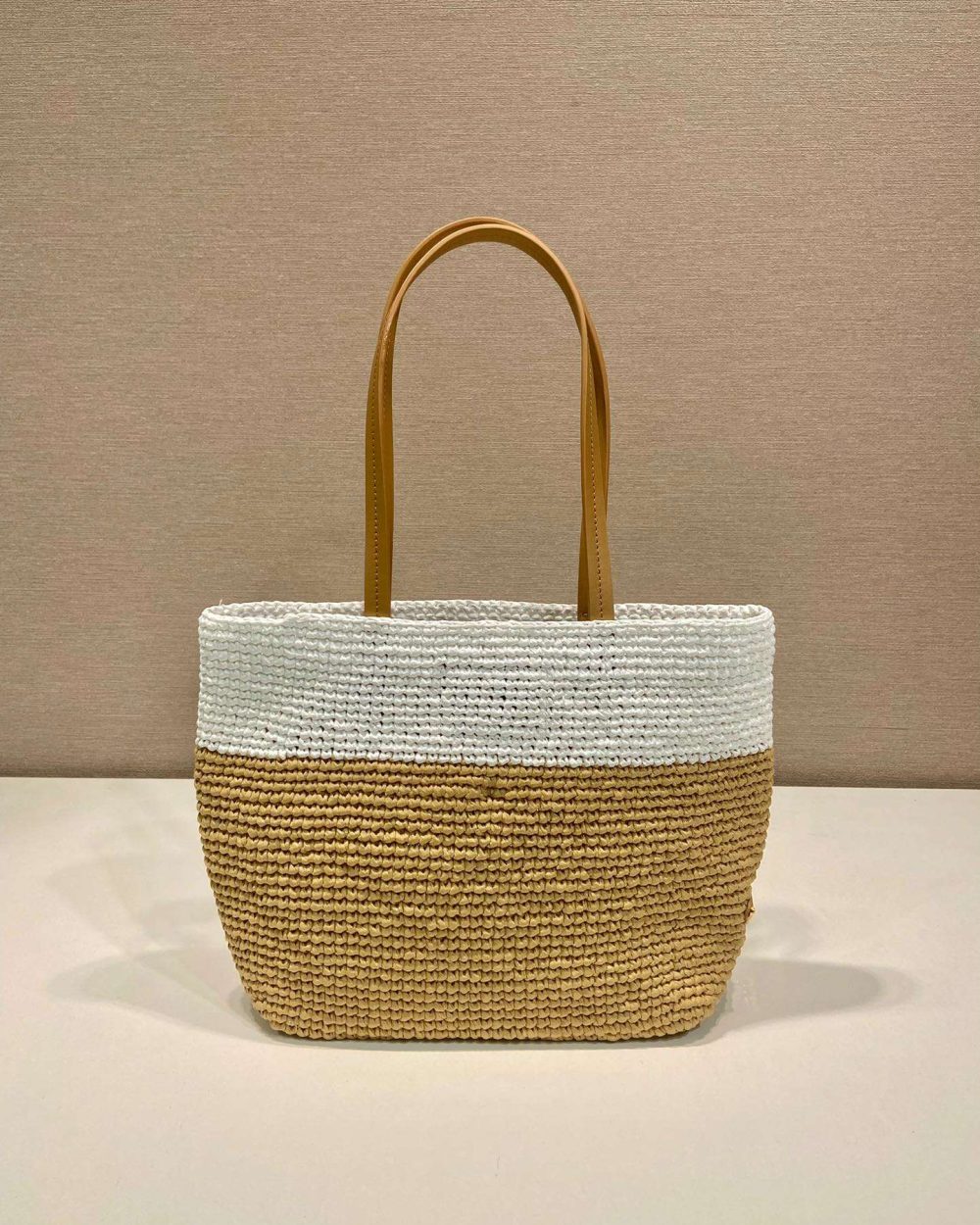 Prada Raffia Tote Bag Beige For Women 9.1in/23m