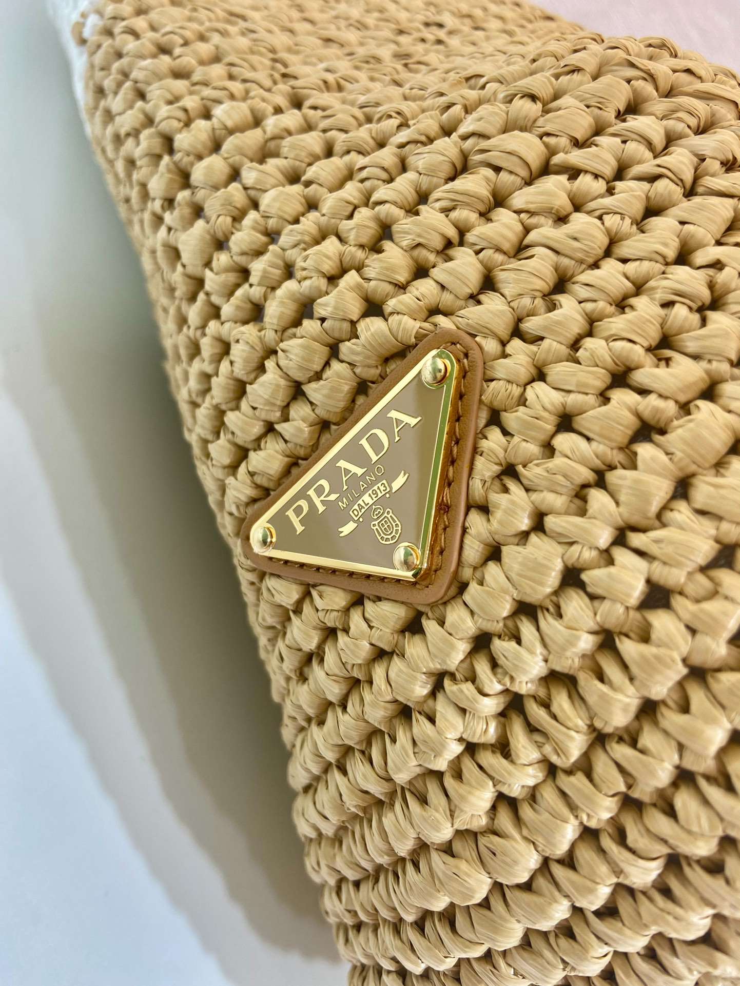 Prada Raffia Tote Bag Beige For Women 9.1in/23m - Image 8