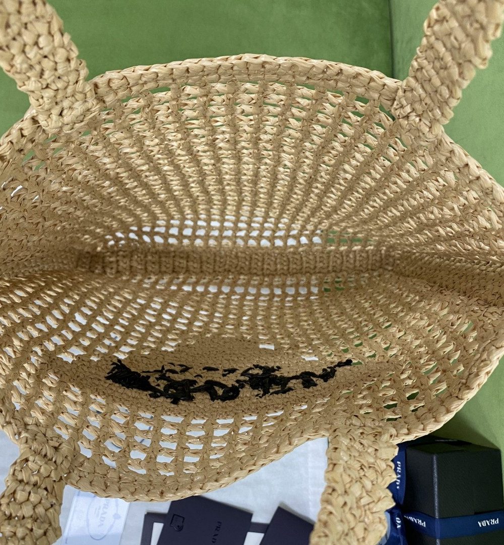 Prada Raffia Tote Bag Beige For Women, Women's Bags 14.9in/38cm