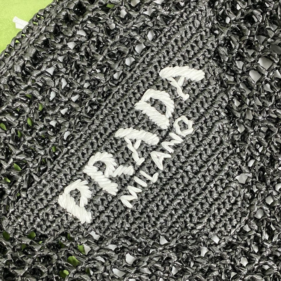 Prada Raffia Tote Bag Black For Women, Women's Bags 14.9in/38cm 1BG393_2A2T_F0002_V_OOO - Image 6