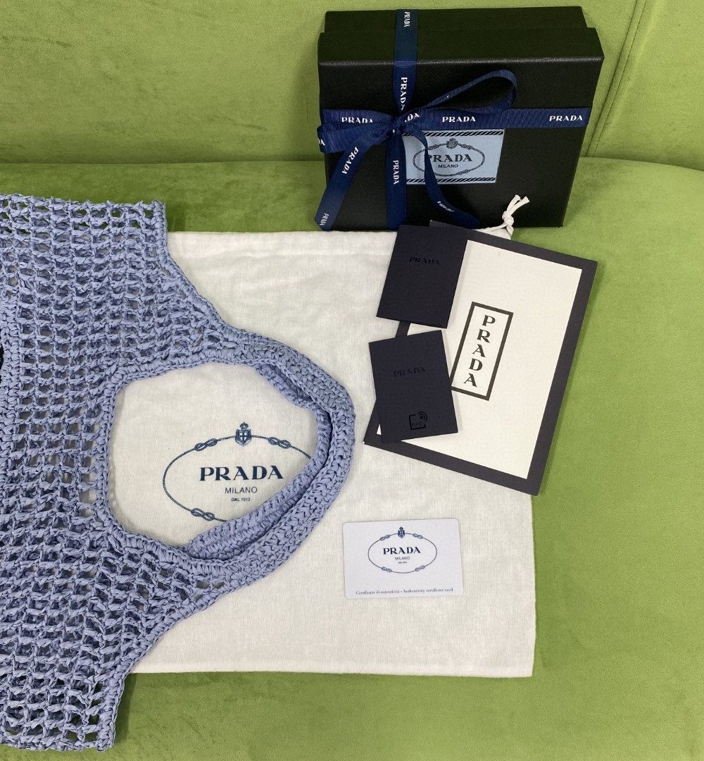 Prada Raffia Tote Bag Light Blue For Women, Women's Bags 20in/51cm 1BG424_2A2T_F0076_V_OOO