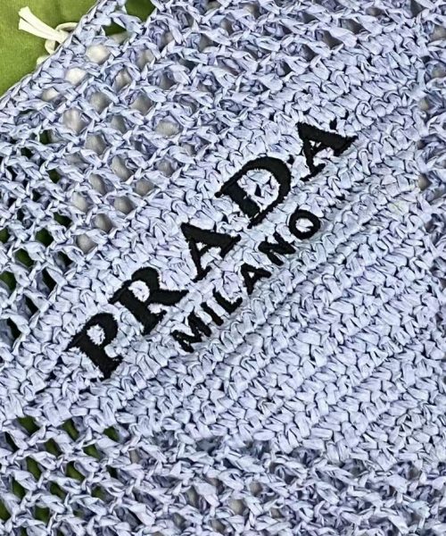 Prada Raffia Tote Bag Light Blue For Women, Women's Bags 20in/51cm 1BG424_2A2T_F0076_V_OOO