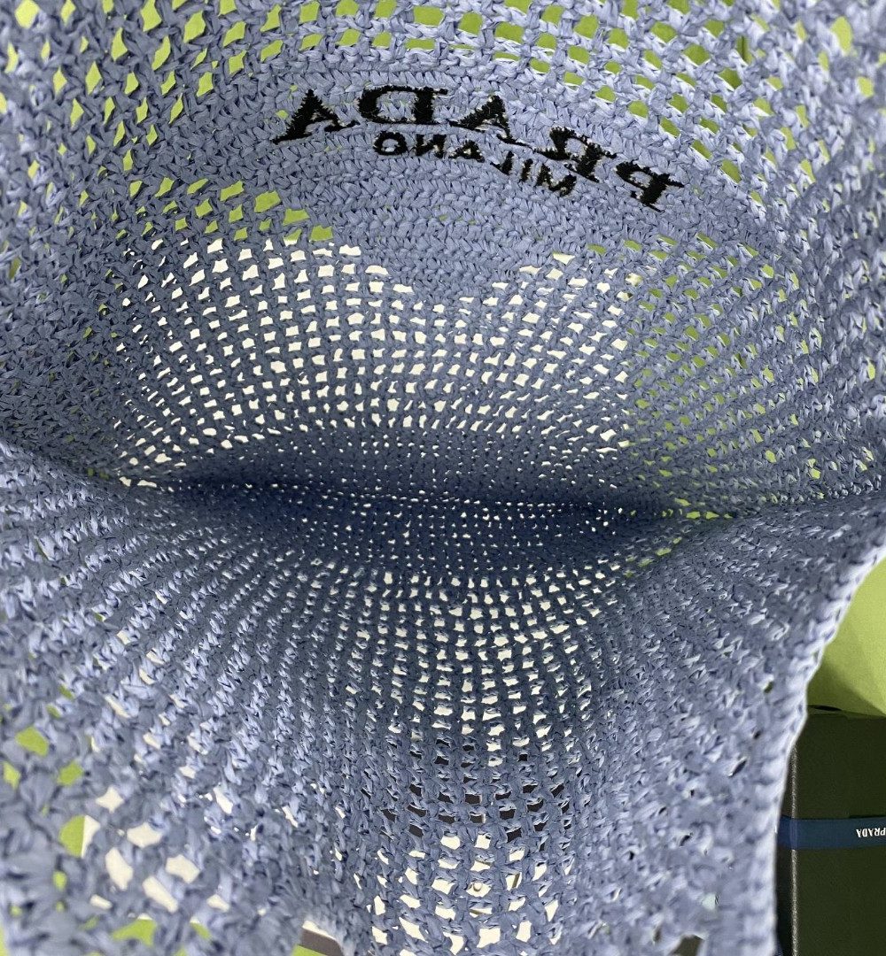 Prada Raffia Tote Bag Light Blue For Women, Women's Bags 20in/51cm 1BG424_2A2T_F0076_V_OOO