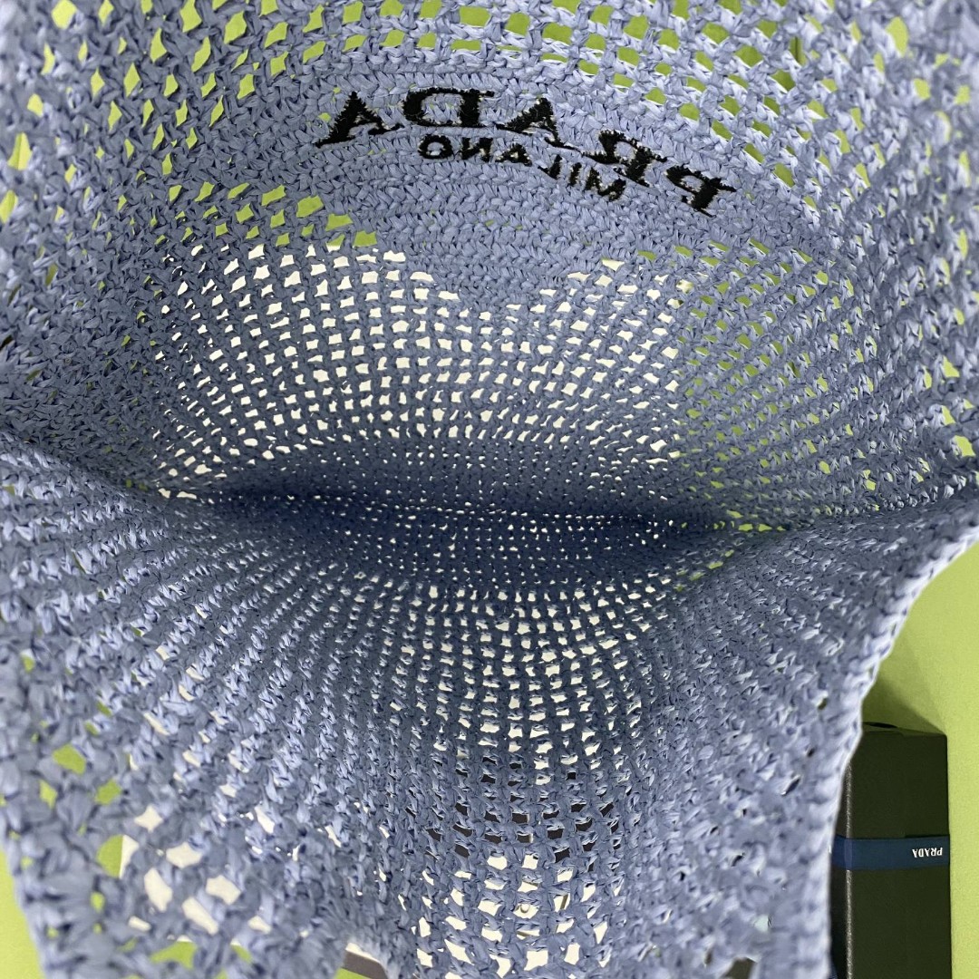 Prada Raffia Tote Bag Light Blue For Women, Women's Bags 20in/51cm 1BG424_2A2T_F0076_V_OOO - Image 5