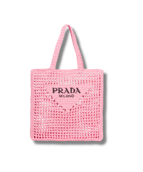 Prada Raffia Tote Bag Petal Pink For Women - 1BG393_2A2T_F0442_V_OOO