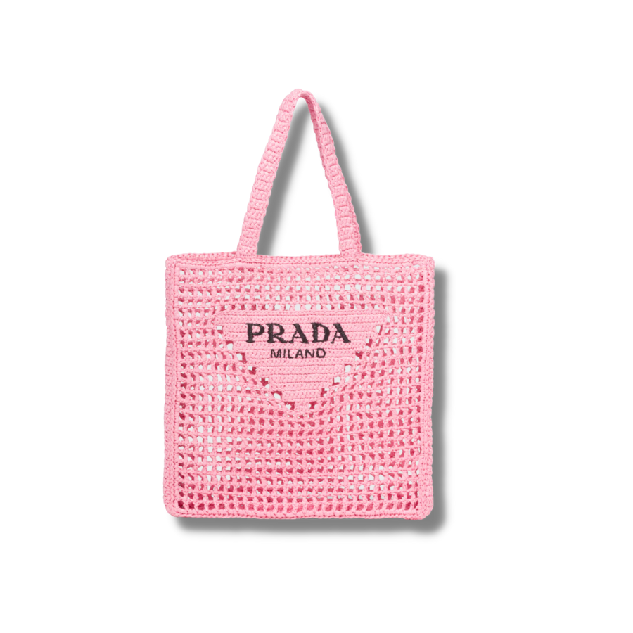Prada Raffia Tote Bag Petal Pink For Women - 1BG393_2A2T_F0442_V_OOO