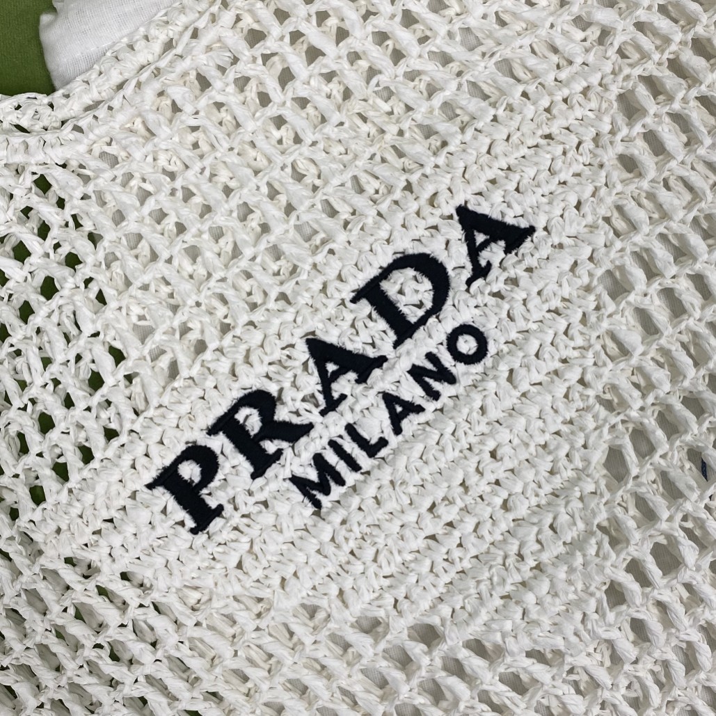 Prada Raffia Tote Bag White For Women, Women's Bags 20in/51cm 1BG424_2A2T_F0009_V_OOO - Image 4