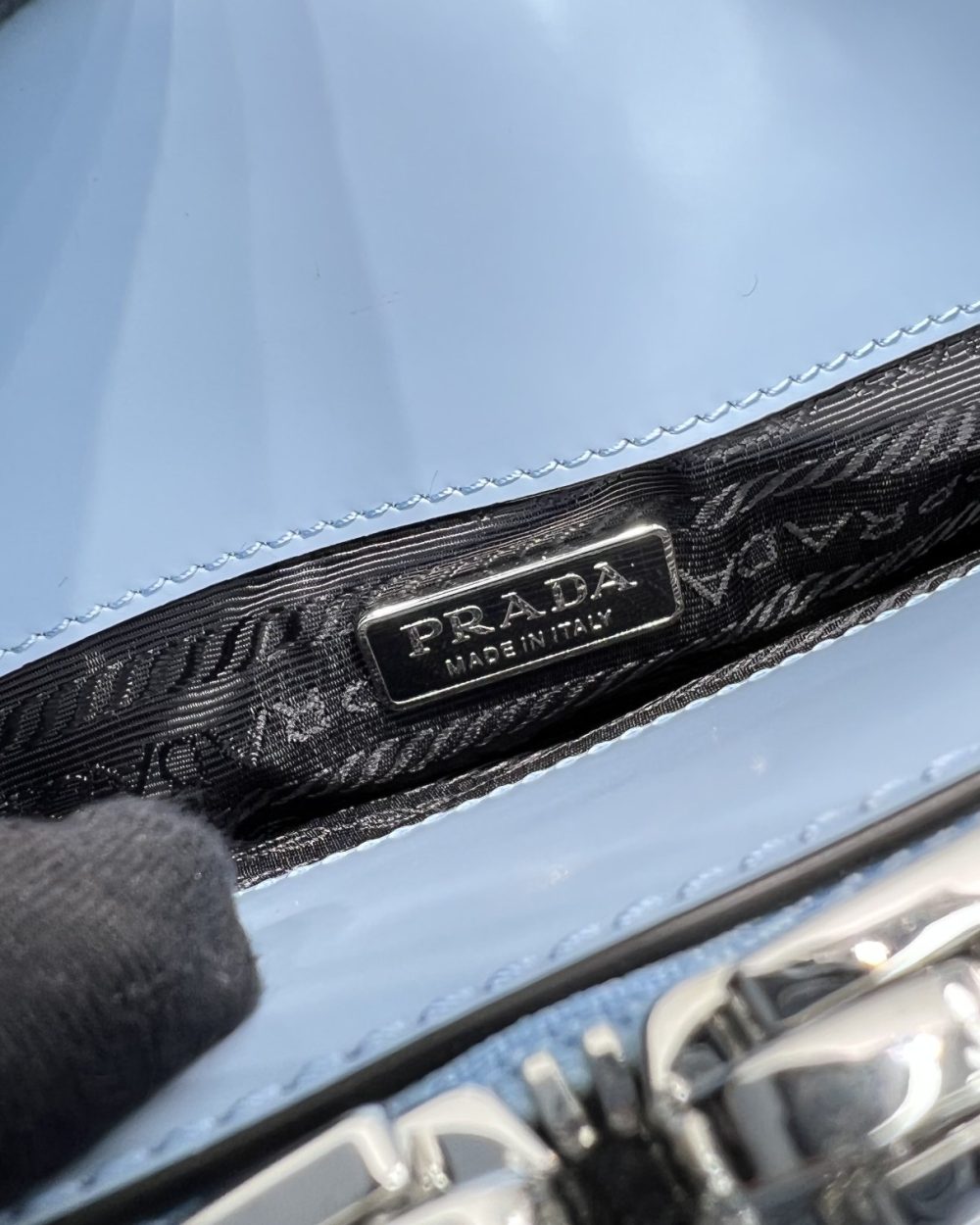 Prada Re-Edition 1995 Brushed Mini Handbag Blue For Women, Women's Bags 8.6in/22cm