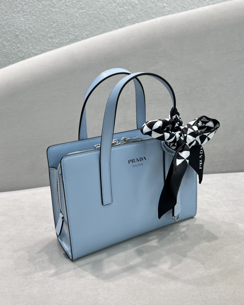 Prada Re-Edition 1995 Brushed Mini Handbag Blue For Women, Women's Bags 8.6in/22cm