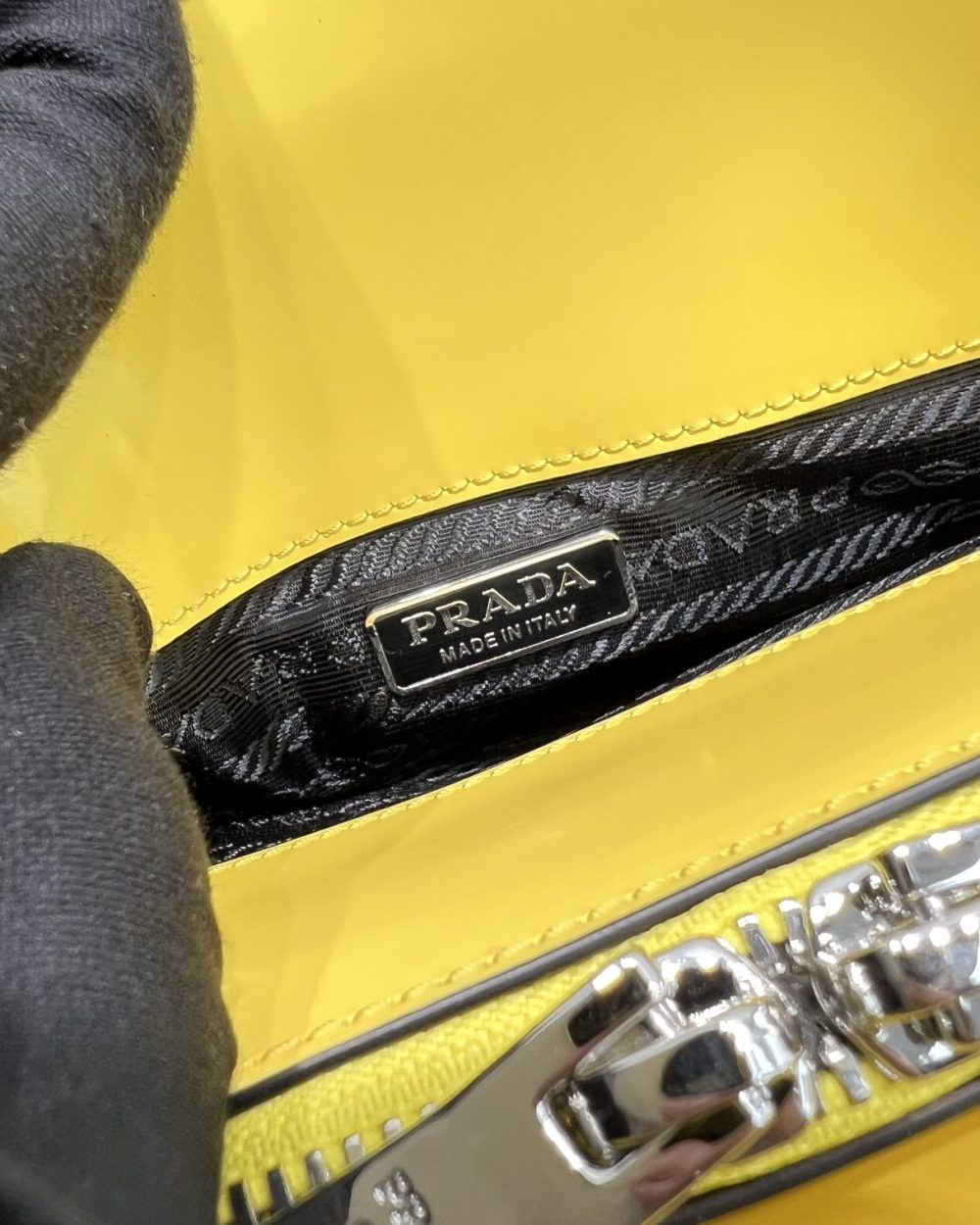 Prada Re-Edition 1995 Brushed Mini Handbag Yellow For Women, Women's Bags 8.6in/22cm