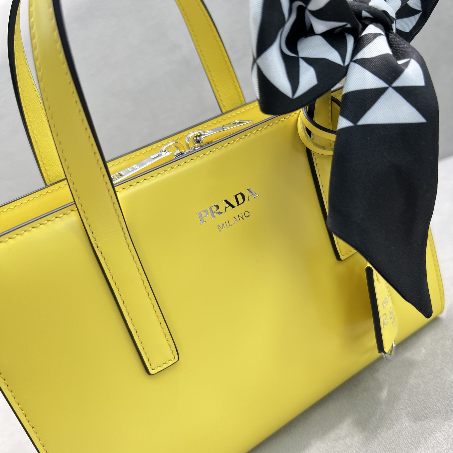 Prada Re-Edition 1995 Brushed Mini Handbag Yellow For Women, Women's Bags 8.6in/22cm - Image 6