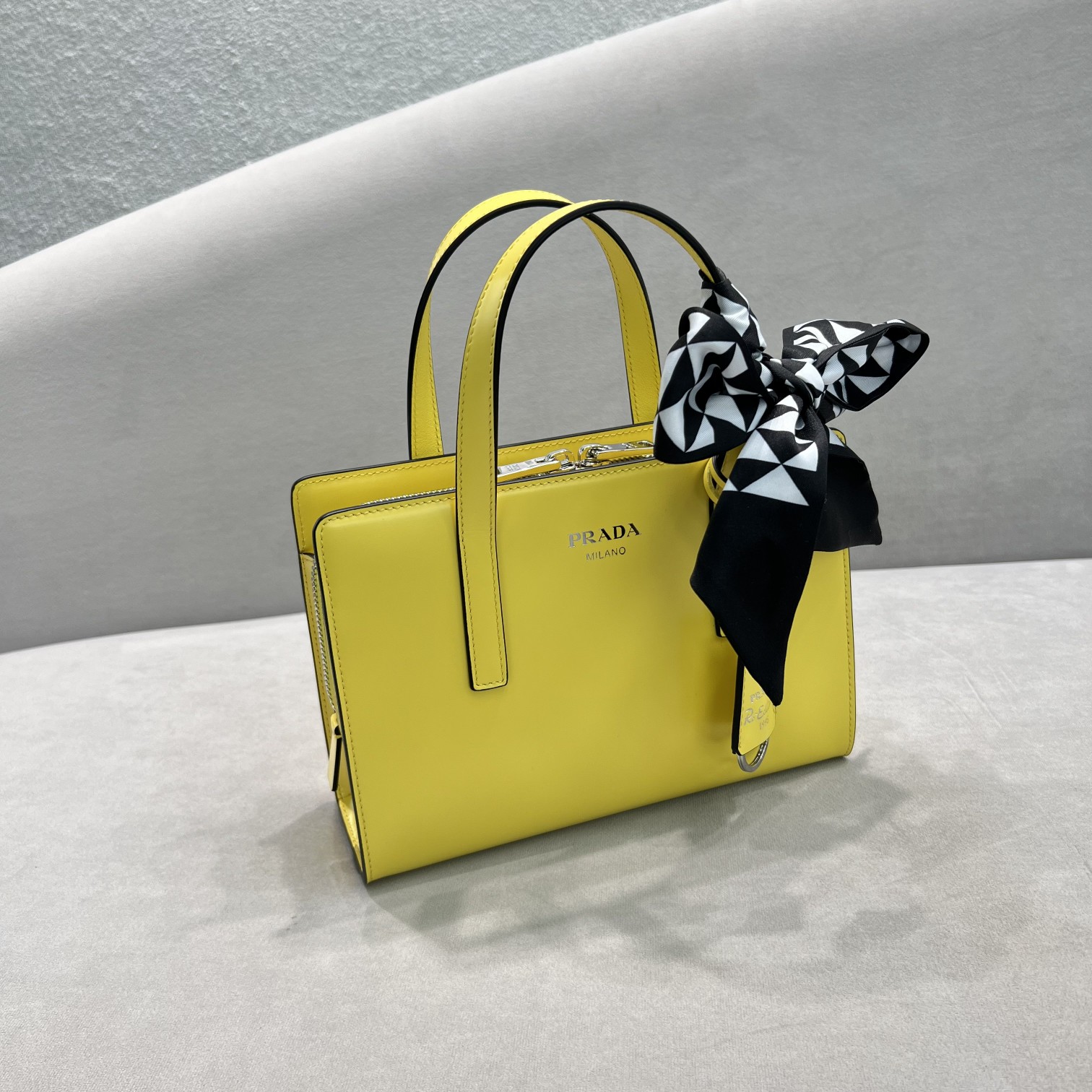 Prada Re-Edition 1995 Brushed Mini Handbag Yellow For Women, Women's Bags 8.6in/22cm - Image 7
