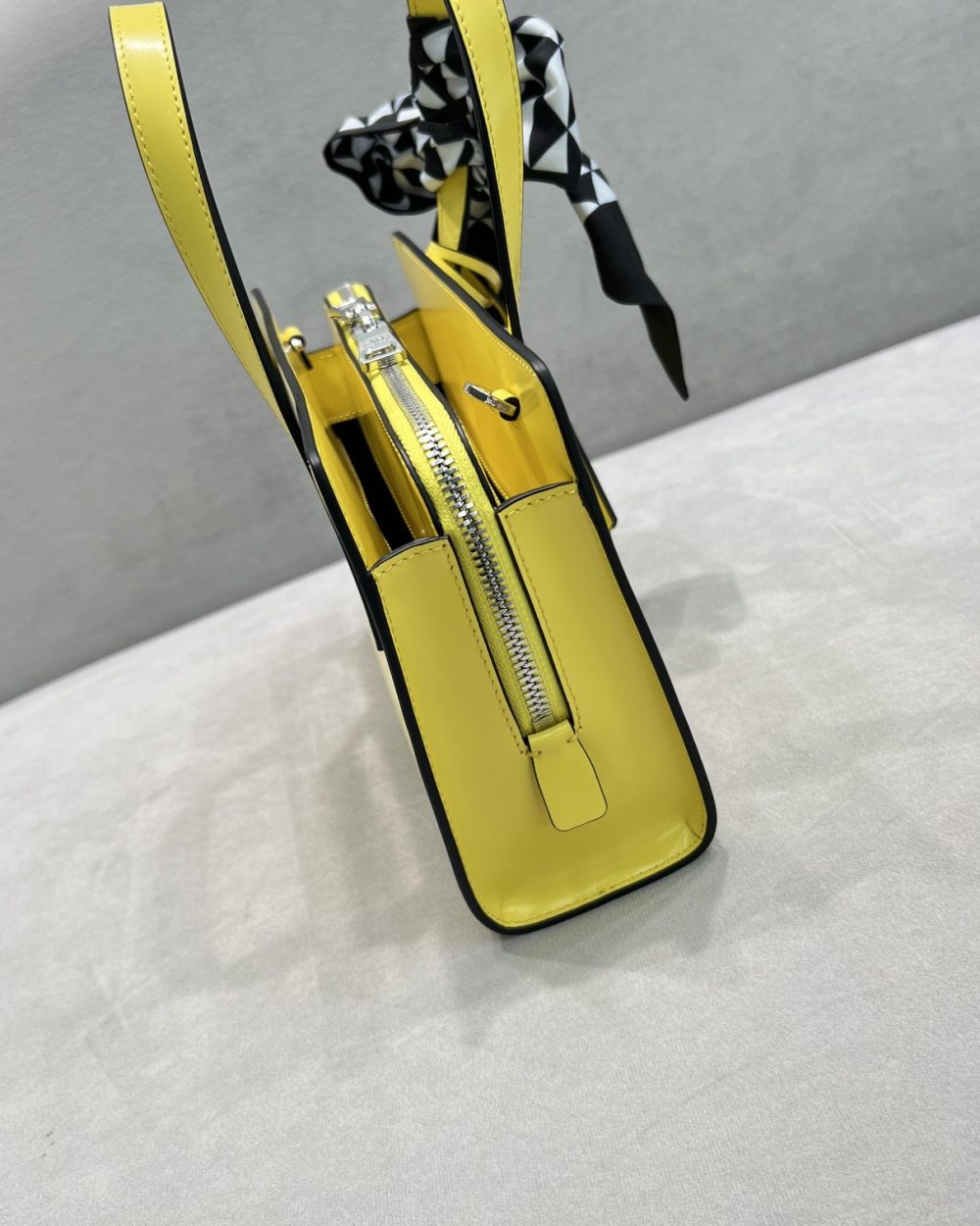 Prada Re-Edition 1995 Brushed Mini Handbag Yellow For Women, Women's Bags 8.6in/22cm