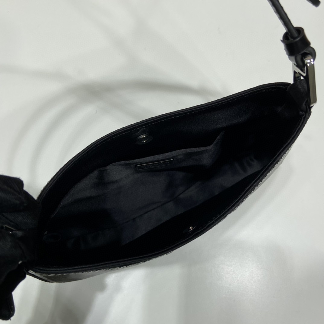 Prada Re-Edition 2000 Sequined Re-Nylon Mini-Bag Black For Women, Women's Bags 8.6in/22cm 1NE515_2D0Y_F0967 - Image 3