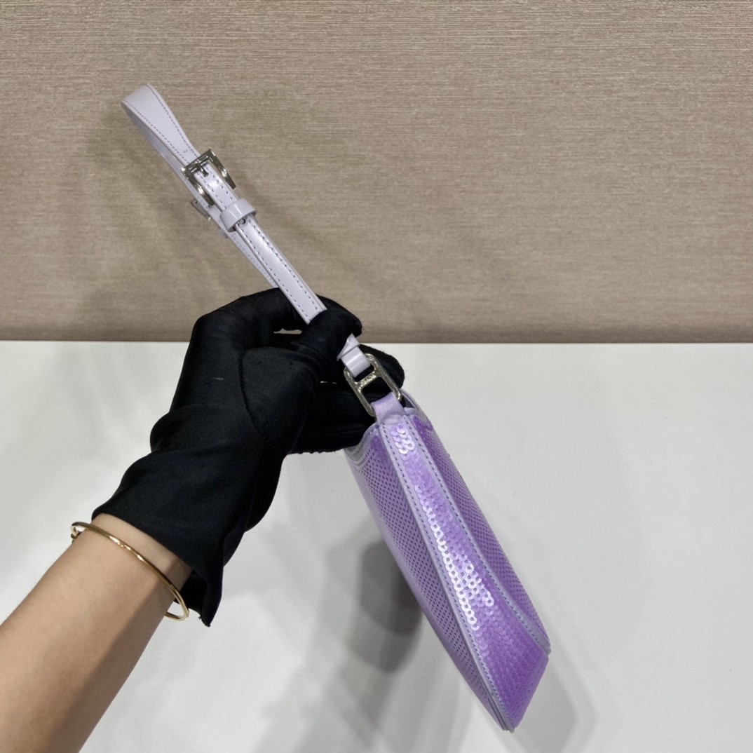 Prada Re-Edition 2000 Sequined Re-Nylon Mini-Bag Blue For Women, Women's Bags 8.6in/22cm - Image 5