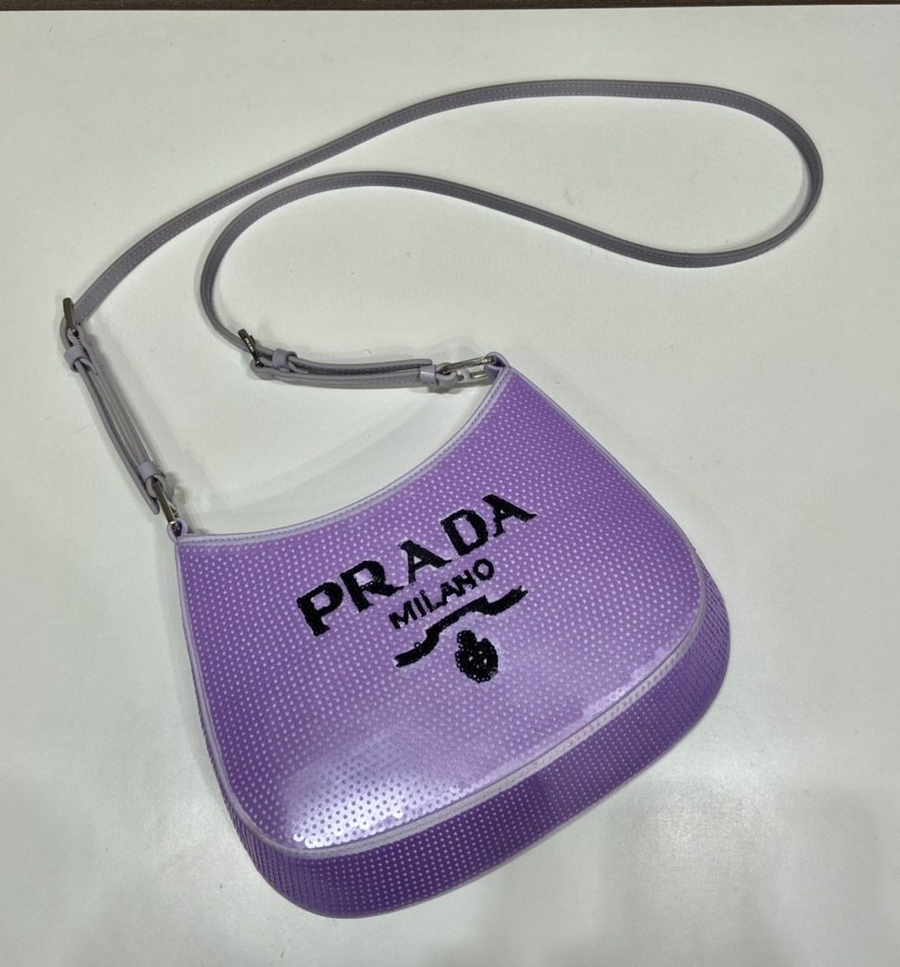 Prada Re-Edition 2000 Sequined Re-Nylon Mini-Bag Blue For Women, Women's Bags 8.6in/22cm