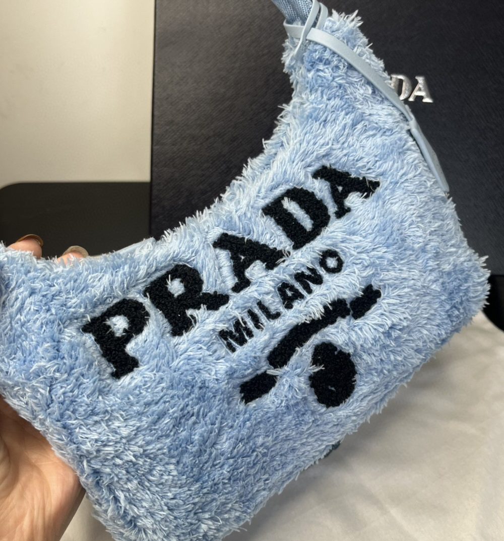 Prada Re-Edition 2000 Terry Mini-Bag Blue For Women, Women's Bags 8.6in/22cm 1NE515_2DXO_F0D4O