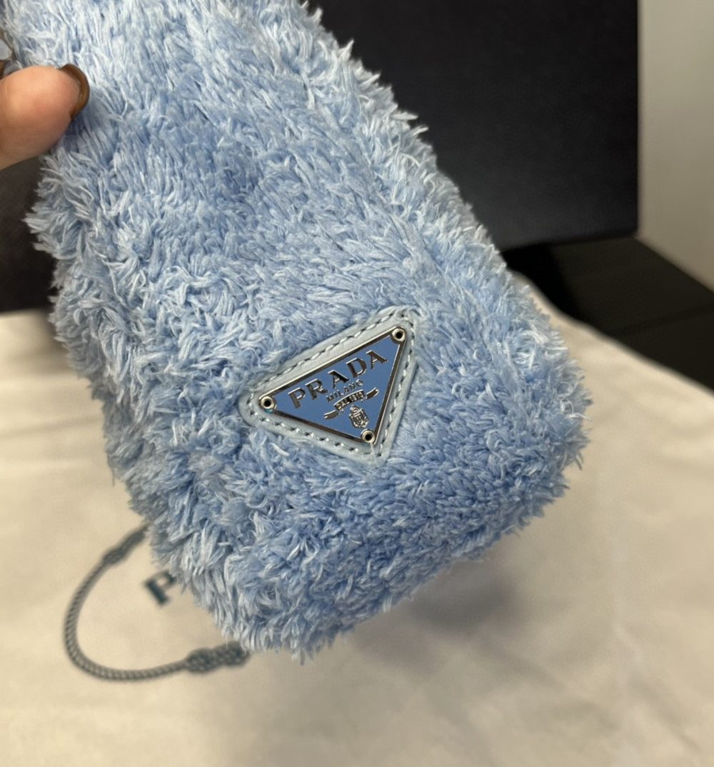 Prada Re-Edition 2000 Terry Mini-Bag Blue For Women, Women's Bags 8.6in/22cm 1NE515_2DXO_F0D4O