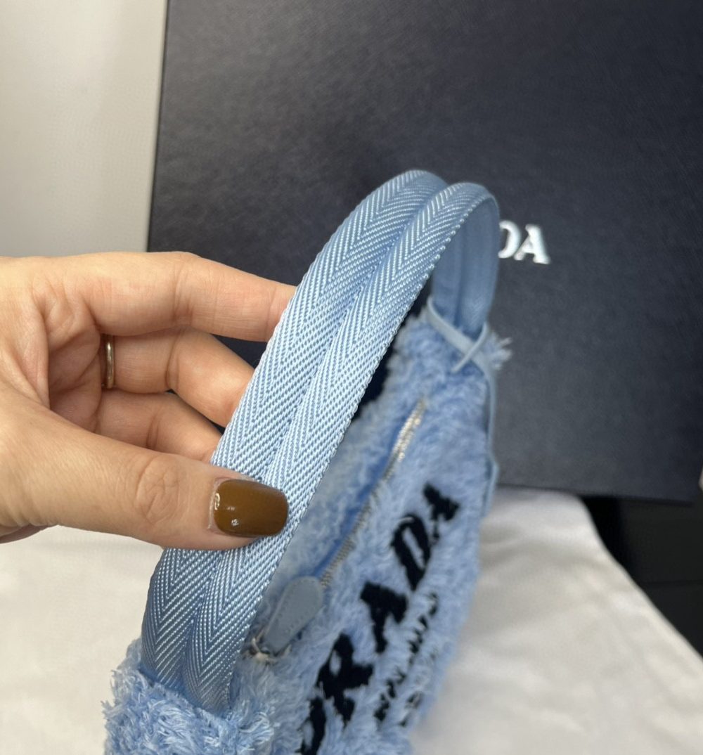 Prada Re-Edition 2000 Terry Mini-Bag Blue For Women, Women's Bags 8.6in/22cm 1NE515_2DXO_F0D4O