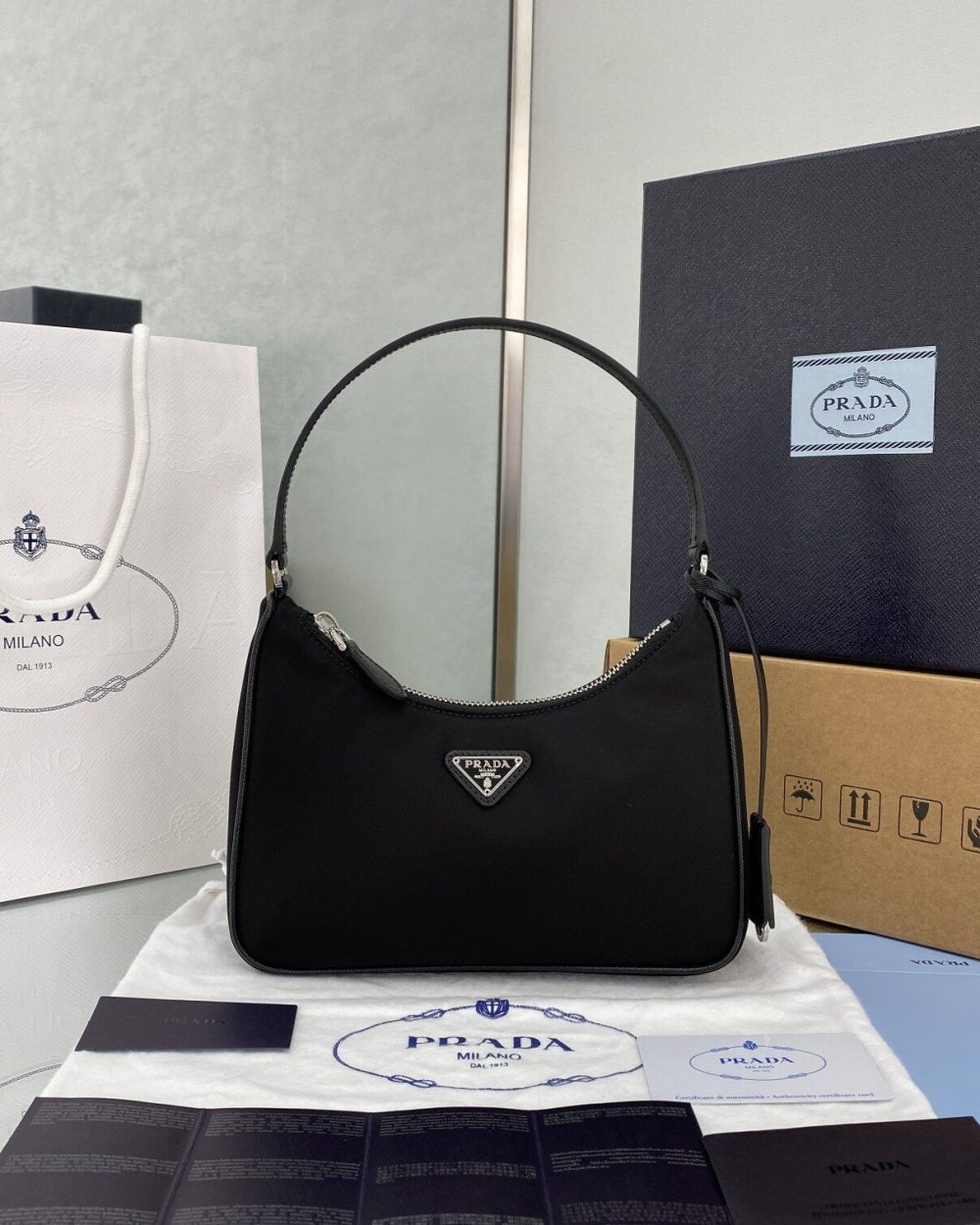 Prada Re-Edition 2005 Re-Nylon Mini Bag Black For Women, Women's Bags 8.6in/22cm