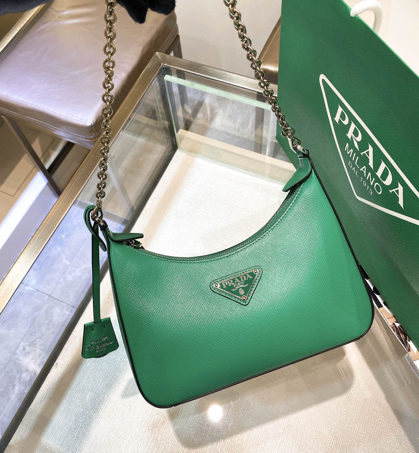Prada Re-Edition 2005 Re-Nylon Mini Bag Green For Women, Women's Bags 8.6in/22cm - Image 3