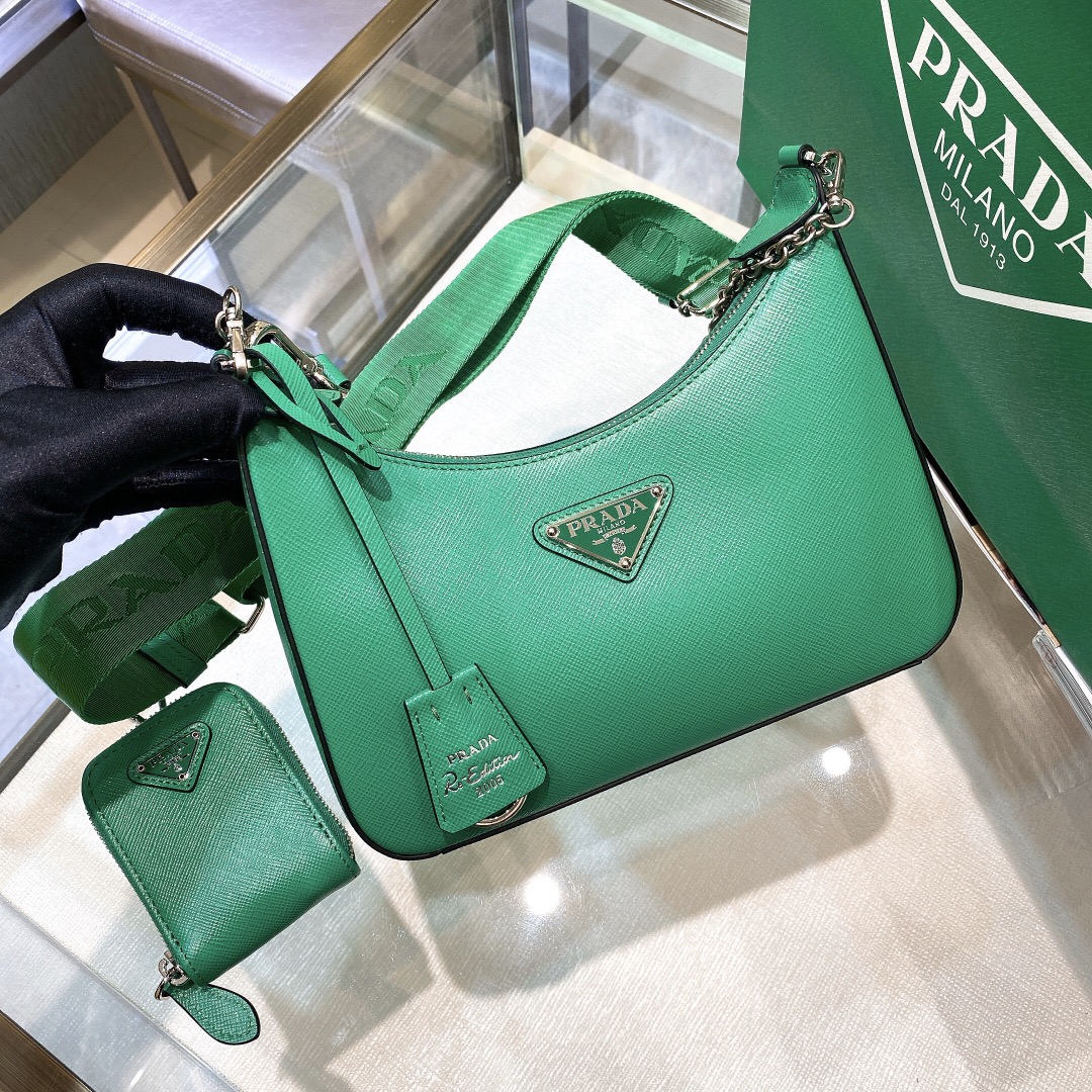 Prada Re-Edition 2005 Re-Nylon Mini Bag Green For Women, Women's Bags 8.6in/22cm - Image 7