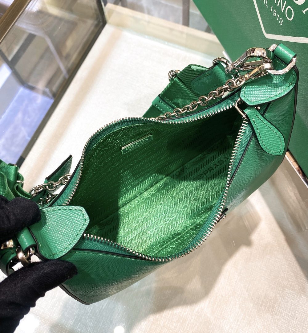Prada Re-Edition 2005 Re-Nylon Mini Bag Green For Women, Women's Bags 8.6in/22cm