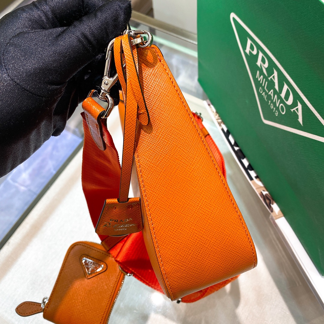 Prada Re-Edition 2005 Re-Nylon Mini Bag Orange For Women, Women's Bags 8.6in/22cm - Image 3