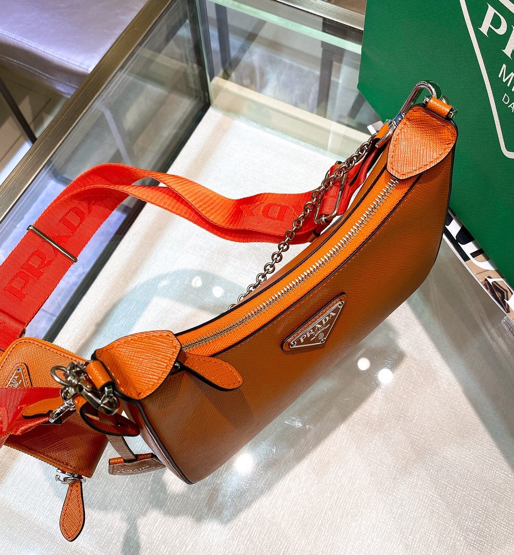 Prada Re-Edition 2005 Re-Nylon Mini Bag Orange For Women, Women's Bags 8.6in/22cm