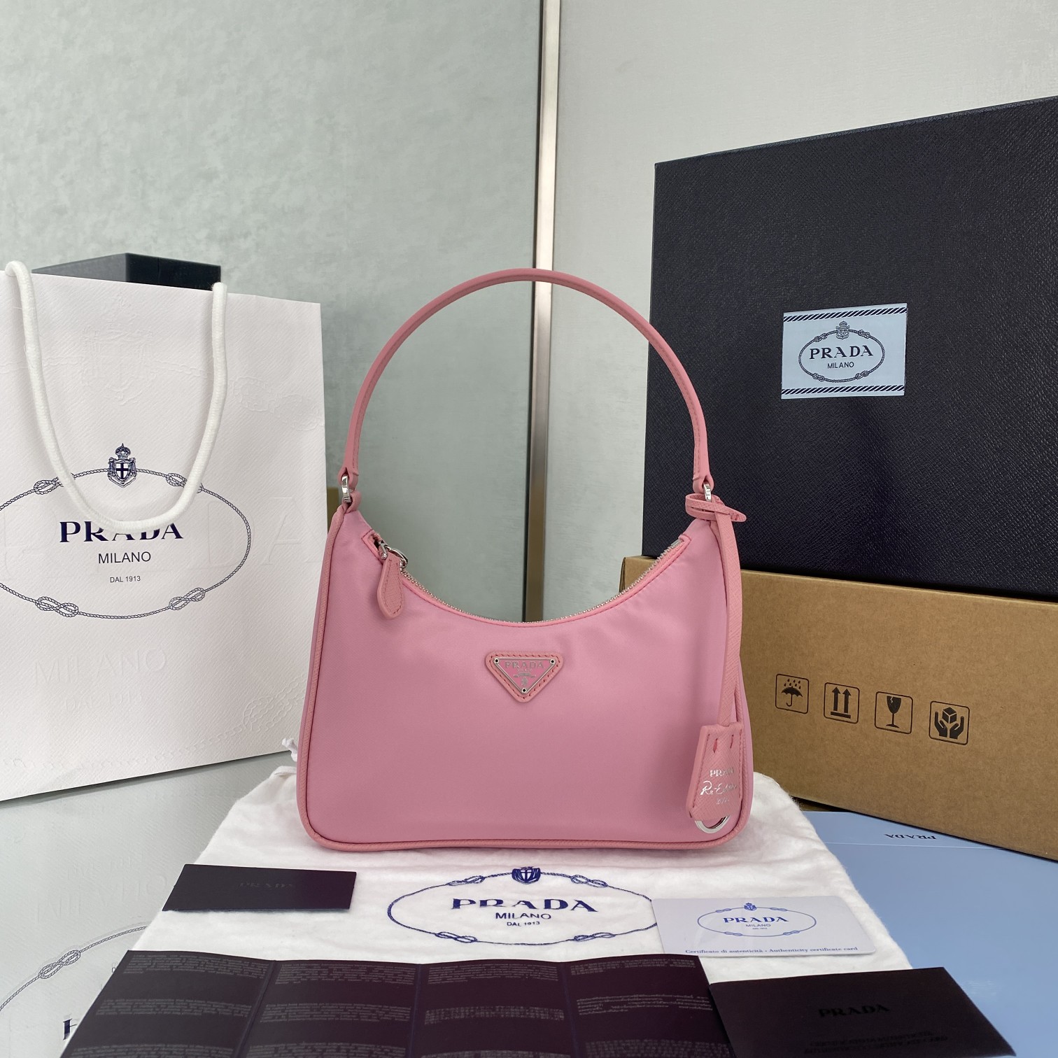 Prada Re-Edition 2005 Re-Nylon Mini Bag Pink For Women, Women's Bags 8.6in/22cm